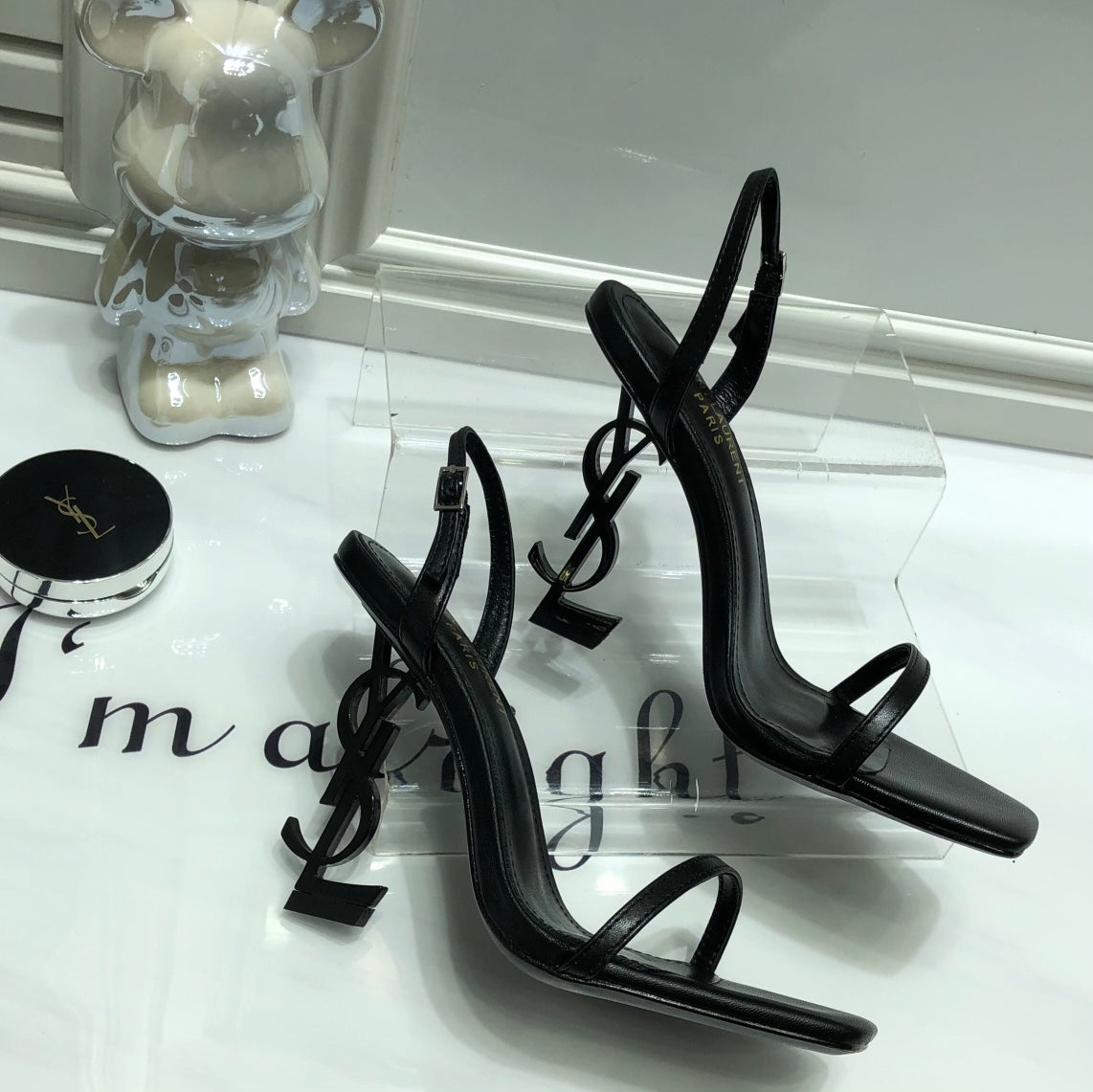 SANDÁLIA YSL PRETO - 11 Cm
