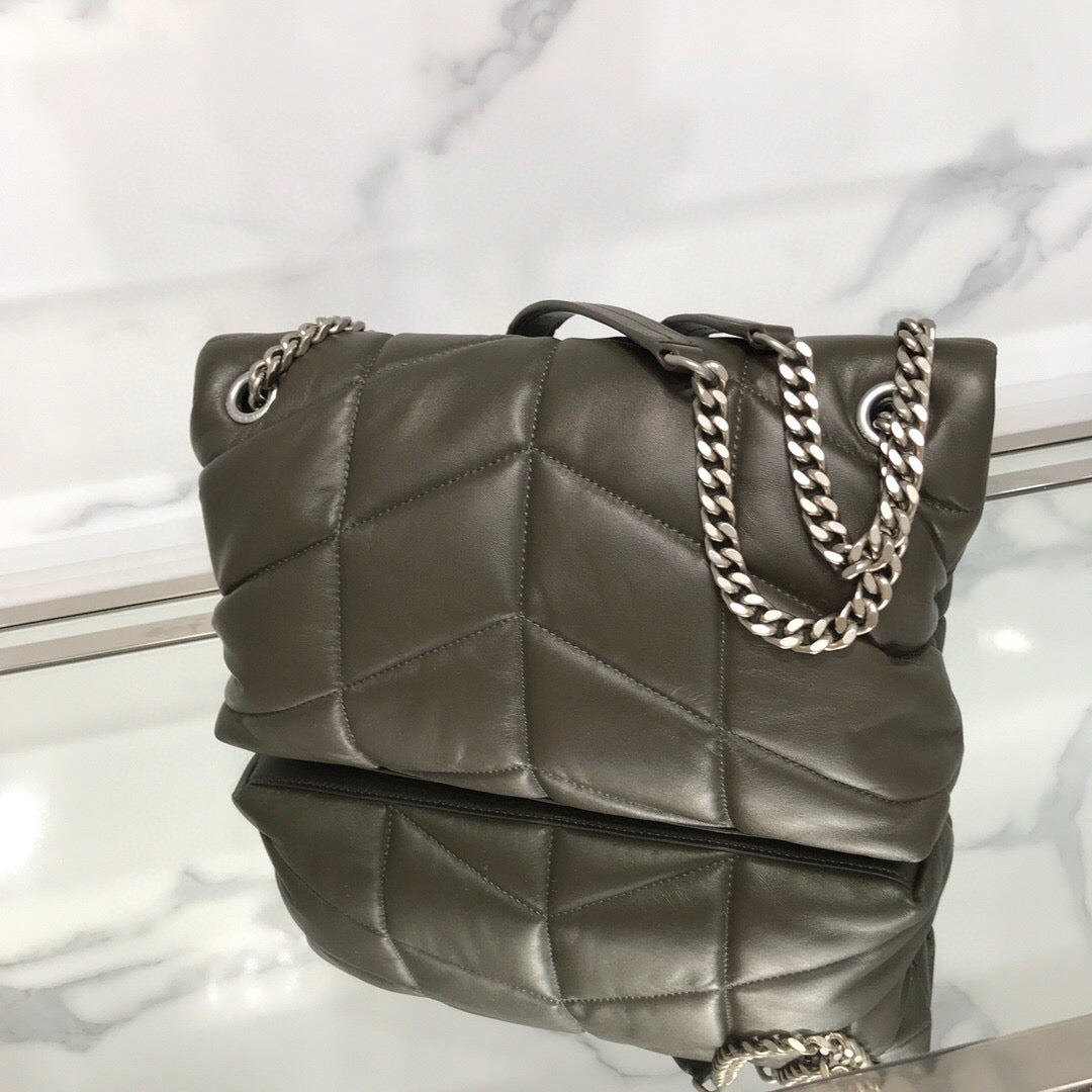 BOLSA PUFFER CINZA - 23 CM