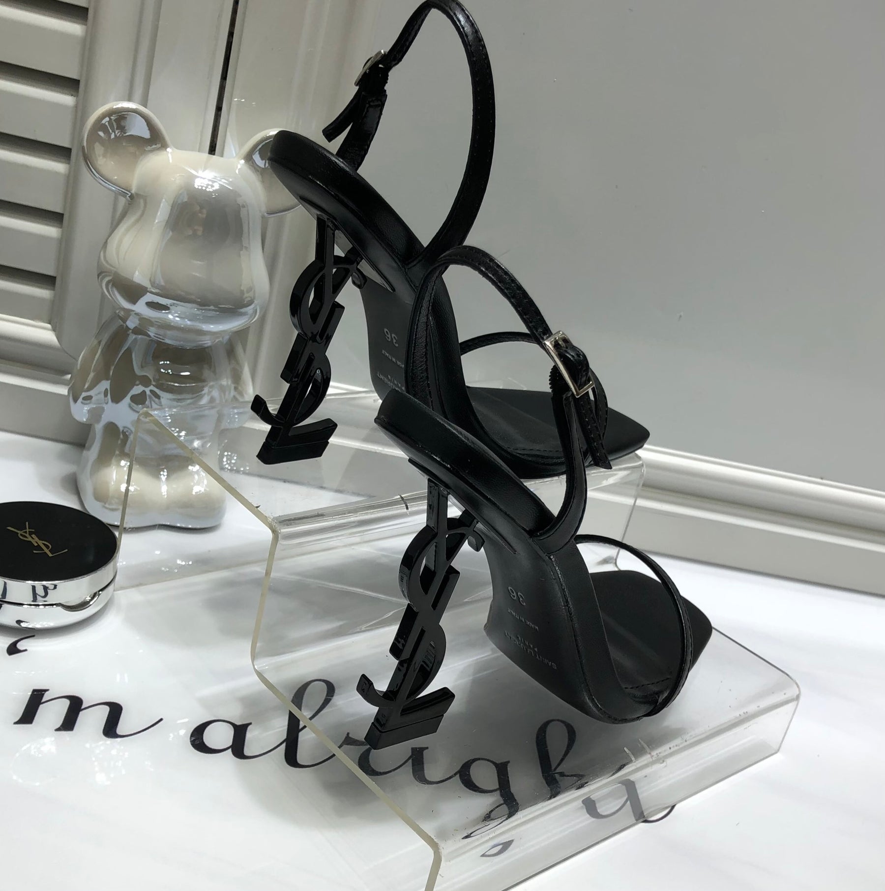 SANDÁLIA YSL PRETO - 11 Cm
