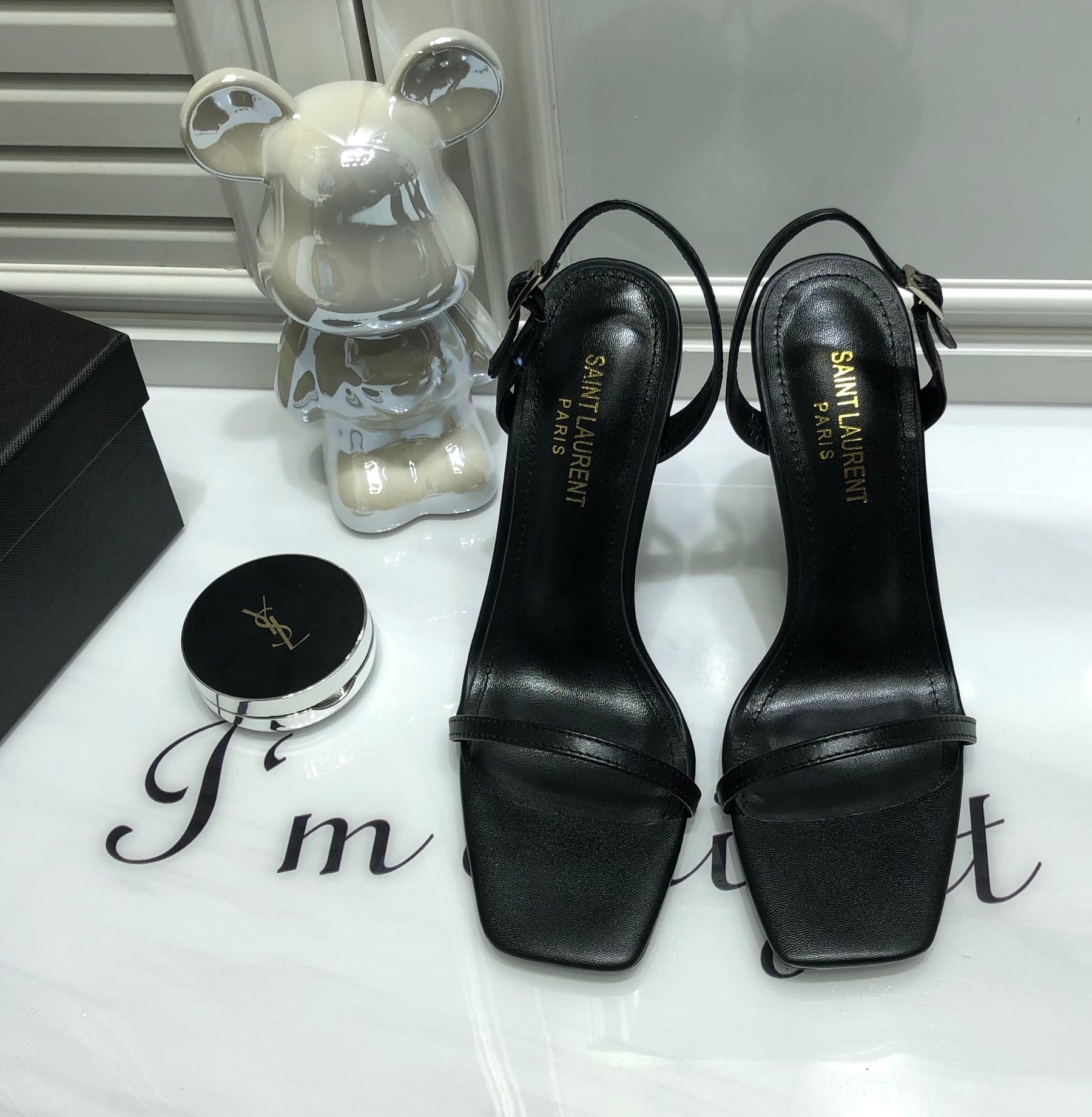 SANDÁLIA YSL PRETO - 11 Cm