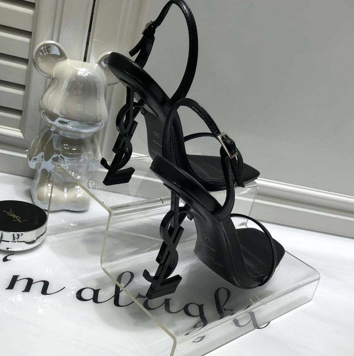 SANDÁLIA YSL PRETO - 11 Cm