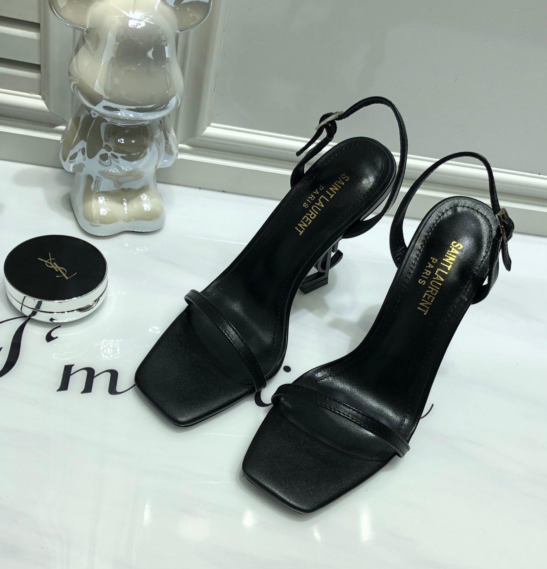 SANDÁLIA YSL PRETO - 11 Cm