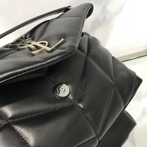 BOLSA PUFFER PRETA COM PRATA - 23 CM